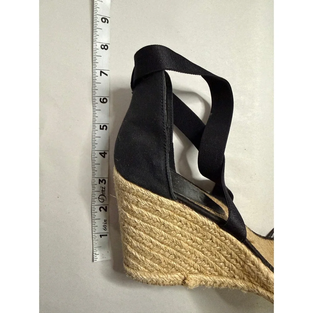 Lauren Ralph Lauren Iliana Black Elastic Espadrille Wedge Sandals Womens 8.5B